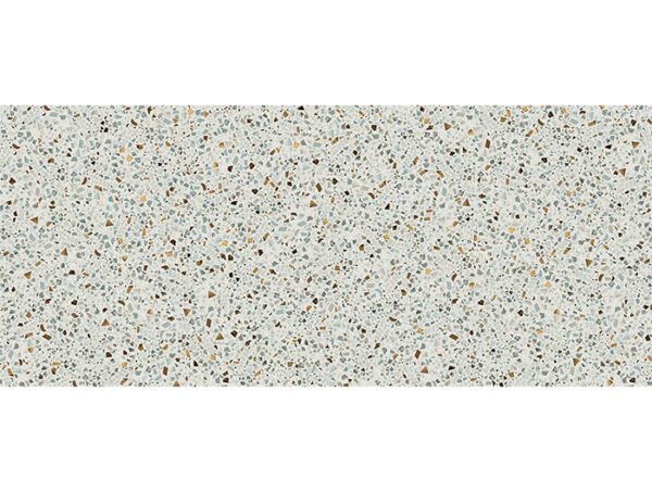 Obklad bielo modro oranžový lesklý vzhľad terrazzo 120x280cm ART WALLS Glass