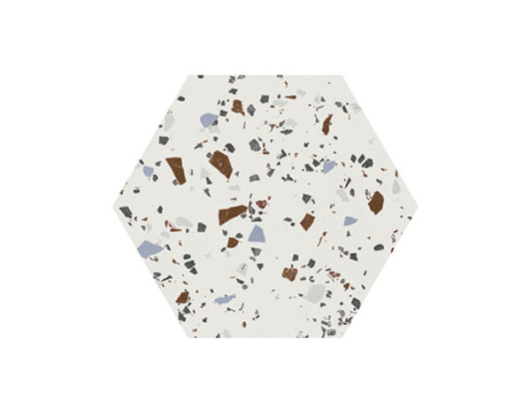 Dlažba biela vzhľad terrazzo hexagon 25x29cm SOUTH WHITE